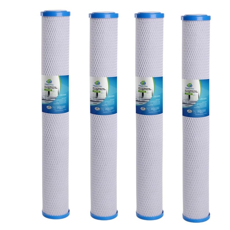 CFS â€“ 4 Pack CTO Carbon Block Water Filter Cartridges Compatible with 155597-43 C1-20 Models â€“ Removes Bad Taste and Odor â€“ Whole House Replacement Filter Cartridge â€“ 5 Micron â€“ 20" x 2.5" - Image 1